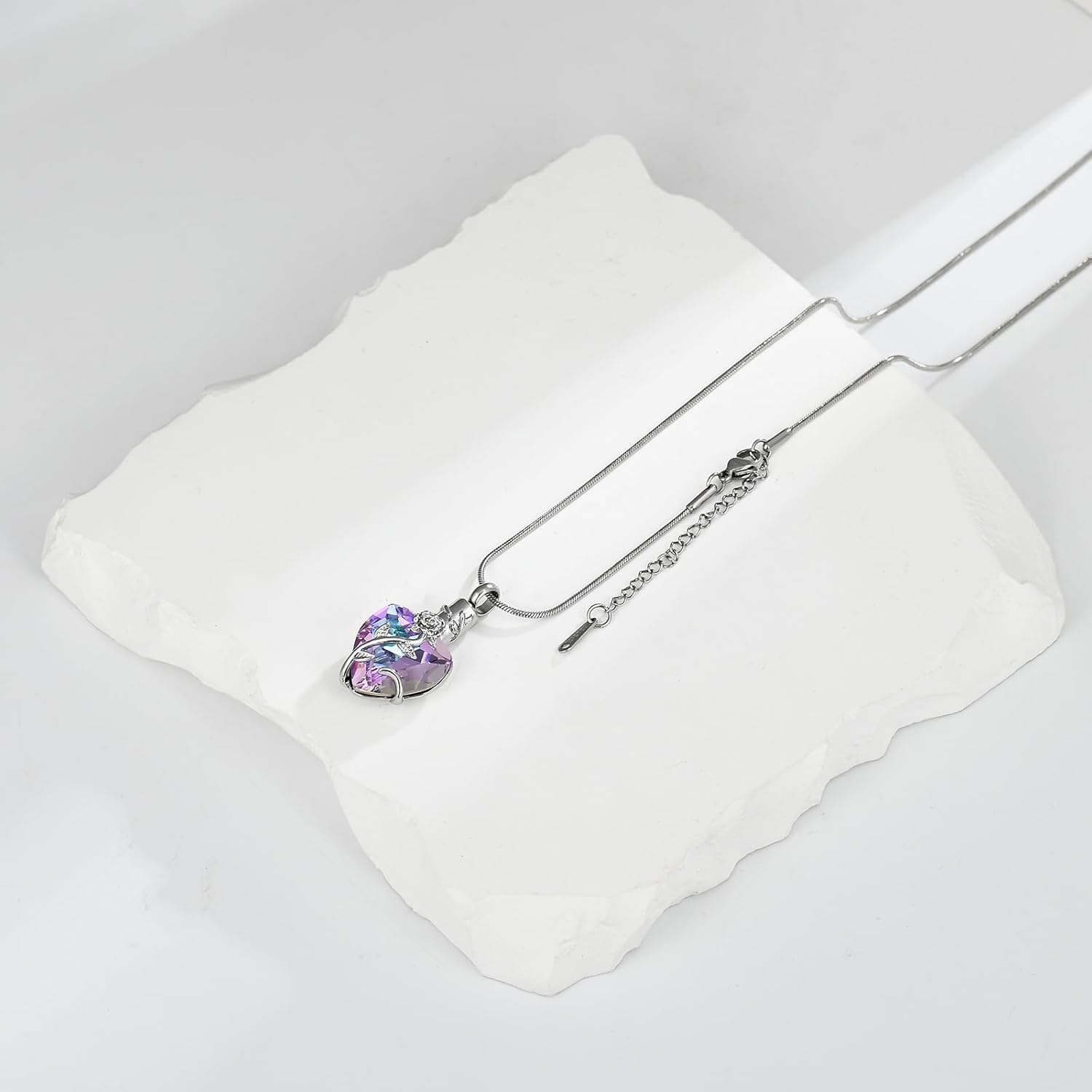 Heart Birthstone Urn Necklaces for Ashes Roseflower Cremation Memorial Ashes Pendant for Men Women Pet/Loved One Keepsakes Cremation Jewelry - Image 6