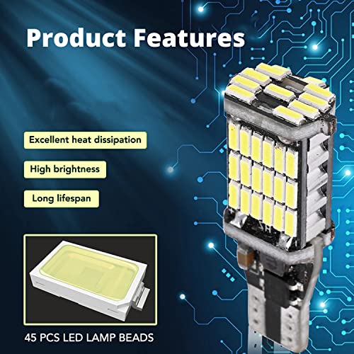 Image of AllExtreme EX45LBS Universal T10 LED Parking Light 45 SMD Bright Interior Pilot License Plate Dome Indicator Lamp Bulb for Automobiles (3W, White, 2 PCS)