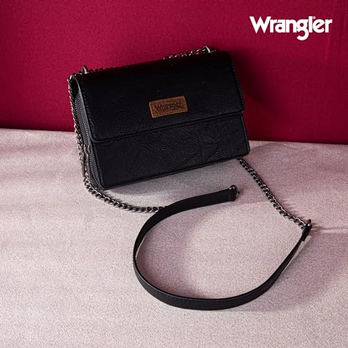 Wrangler CrossBody Purse for Women Western Small Clutch Wallet Trendy Shoulder Bag with Chain Strap Gift Black WG149-236BK - image 3