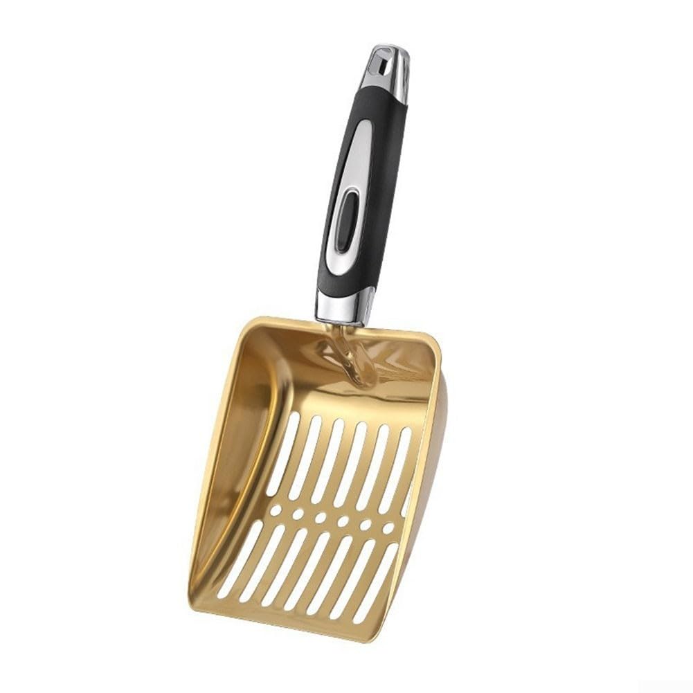 Pala hueca para cenizas de chimenea, pala de hierro resistente al calor para una eliminación eficiente de cenizas de estufas de leña, hogueras y parrillas, 25,5 cm (dorado)