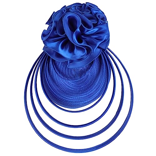Chapeau de mariage bleu de haute couture en polyester et bandeau délicat