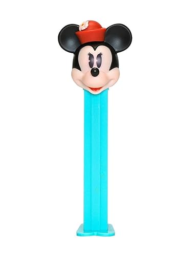 PEZ Minnie Mouse Dispensador de caramelos Disney estilo vintage Minnie Mouse con una caja de píldoras dispensador de pez con 2 rollos de recarga de
