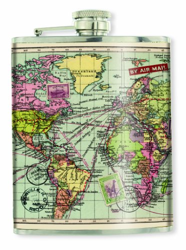 Preisvergleich Produktbild Hip Flask - Flachmann - Motiv Weltkarte