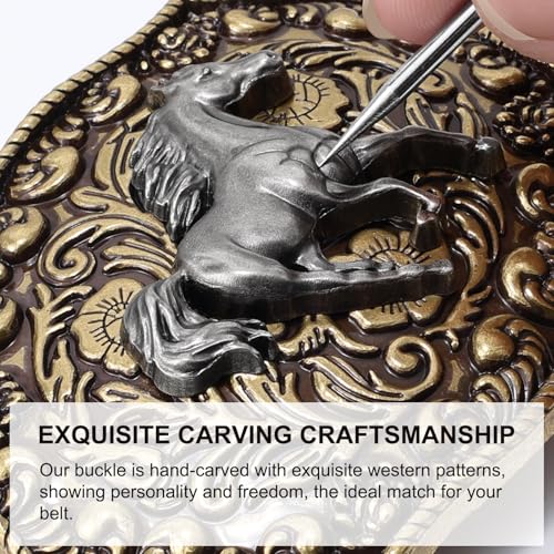 Image of Western Cowboy Belt Buckle for Men Vintage Cowboy Cowgirl Rodeo Texas Buckle Longhorn Bull Belt Buckles