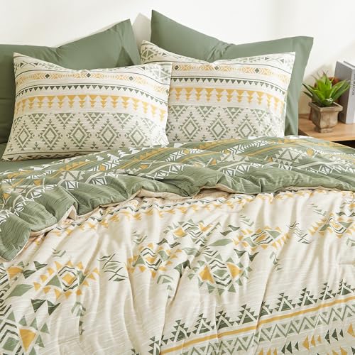 Geniospin King Size Comforter Set- 7 Pieces Boho Bed in a Bag, Western Bedding Set for All Seasons, Reversible Aztec Bedding, Lightweight Comforter Bed Set with Sheets, Pillowcases & Shams