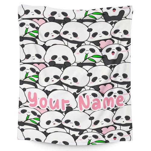 Mercuryelf Custom Panda Throw Blanket - Soft, Fuzzy & Warm - 30x40 Inches Small Blankets for Lap, Crib - White Funny Throws Gift for Panda Lovers
