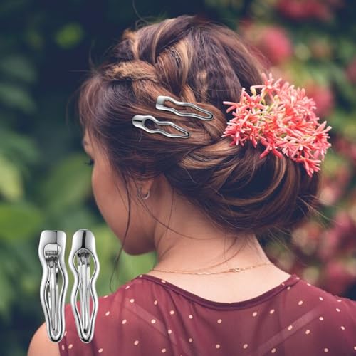 6 Piezas Pinzas de Pelo de Metal Plateadas con Onda, Clips Pequeños para Flequillo, Pinzas de Cocodrilo para Mujeres, Accesorios para Cabello Grueso y Fino miniatura 5