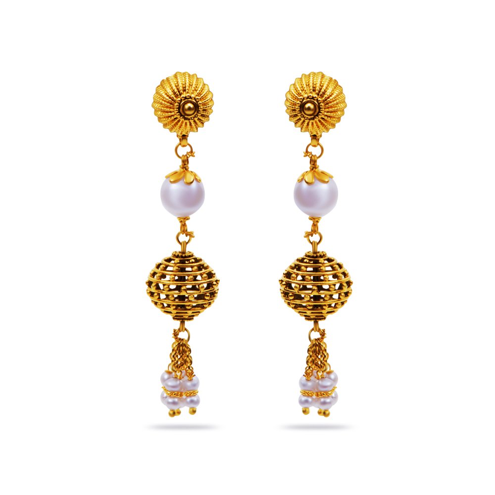 joyalukkas Apoorva Collection 22k Oxidized Gold Drop Earrings for Women-picture-5