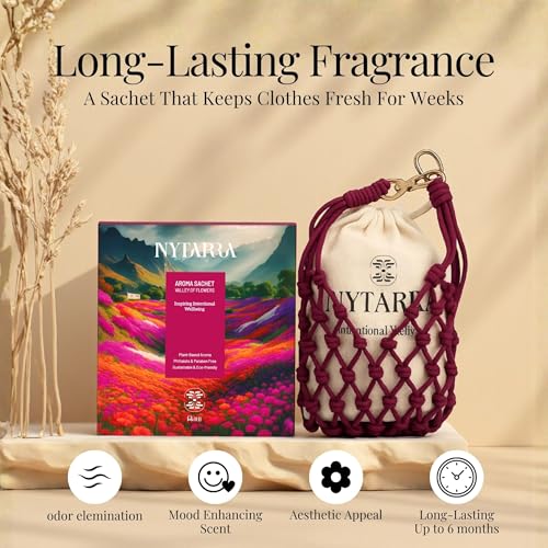 Image of Nytarra Luxury Aroma Sachet - Blue Tranquil | Long Lasting Air Fresheners for Closets, Drawers & Cupboards | Hanging Closet Freshener Pouch | Premium Wardrobe Fragrance | No Heat or Spray