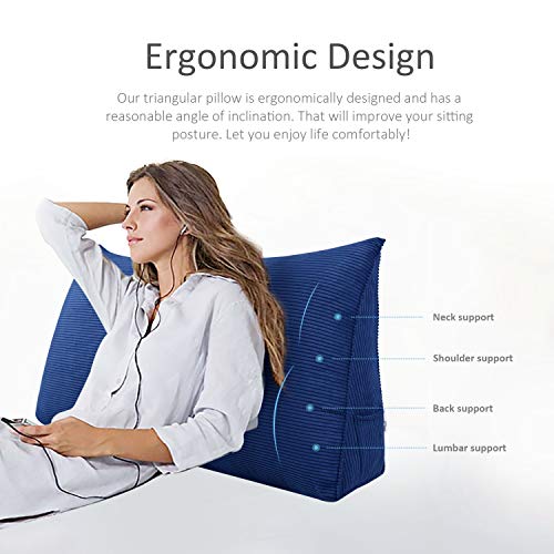 Wowmax Large Bolster Triangular Positioning Support Reading Backrest Wedge Pillow For Headboard For Day Bed Bunk Bed With Removable Cover No Button Grey Full #TOP1