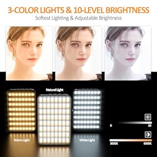 128LED Lumière Téléphone Selfie Light,magnétique Lampe à Selfie Flash Portable 3 Modes d'éclairage ajustés et 10 Niveaux de luminosité pour téléphone, Caméra, Ordinateur Portable,TikTok (Black)