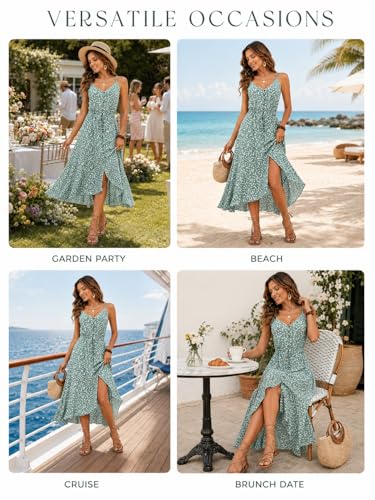 Image of BROVAVE Women's 2026 Summer Casual Boho Sundress Spaghetti Strap Midi Dress