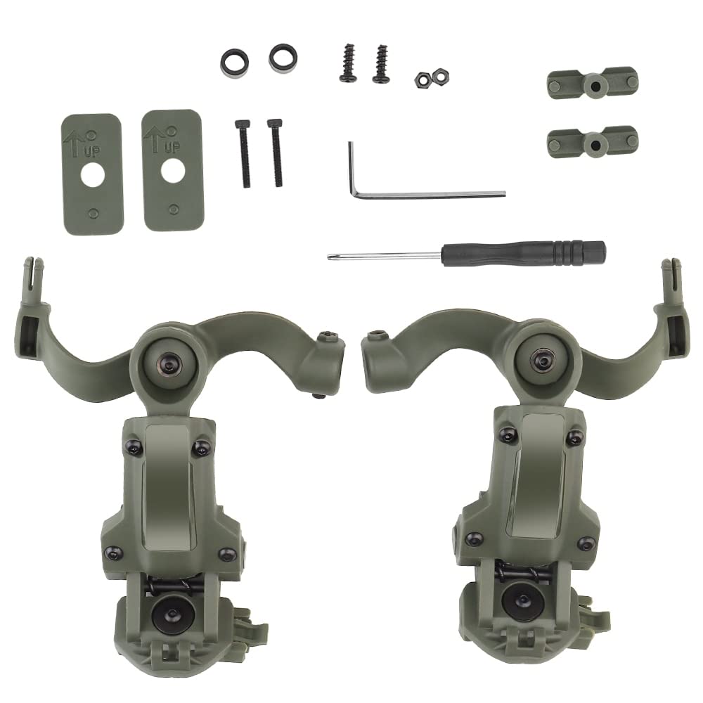 Multi-Angle Rotation Helmet Rail Adapter for Tactical Headset Fit OPS Core ARC and Team Wendy M-LOK Rail (Color : HD-ACC-08-OD)