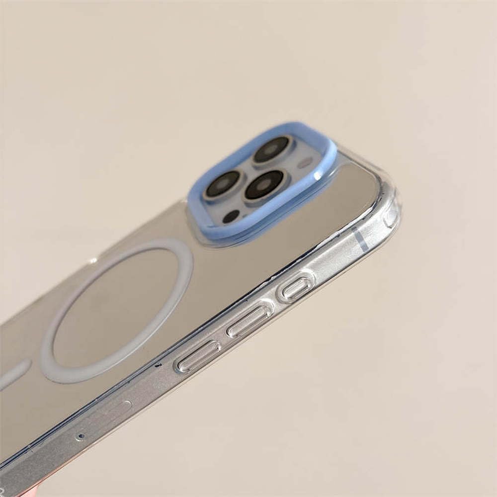 Naszyjnik Crossbody Smycz Lustrzane Magnetyczne Etui na Telefon Do iPhone 16 15 14 13 Pro Max Akrylowe Twarde PC Tylna Obudowa, Białe, Do iPhone 13Pro Max