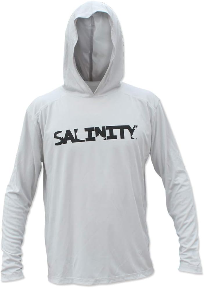 Salinity Gear Performance Fishing Hoodie - UPF 50+ Dri-Fit Shirt (Large, Grey)