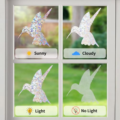Image of DELLAN 24 Pcs Window Clings Decals to Prevent Birds Strikes, Birds | Anti-Collision Rainbow Window Clings, Bird Deflectors Stickers for Glass Windows