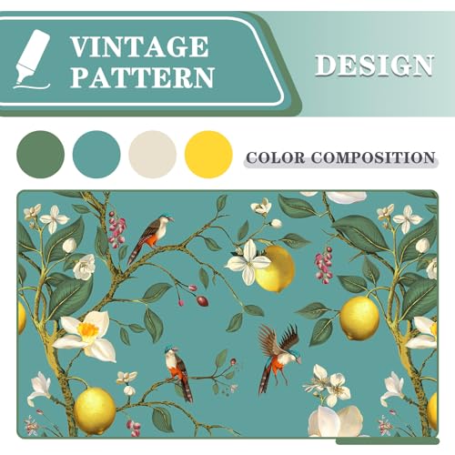 Image of MYSKY HOME Floral Blackout Curtains 84 inch Long for Living Room Vintage Mid Century Style Lemon Hummingbird Patterned Room Darkening Privacy Drapes Grommet Living Dining Room, 2 Pcs, 52 inchW, Deep Green