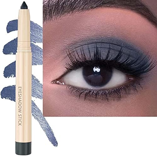 Blue Gray Eyeshadow Stick, Cream Smooth Shimmer Eyeshadow Pencil, High Pigment Waterproof Long Lasting Eye Shadow Highlighter Stick, Multi-Dimensional Hypoallergenic Eyeshadow Pen(22# blue grey matte)