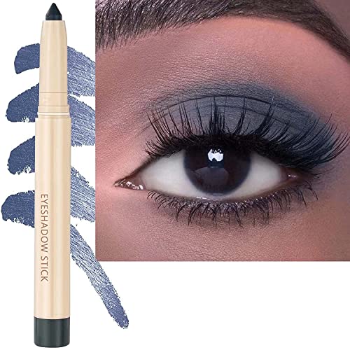 Blue Gray Eyeshadow Stick, Cream Smooth Shimmer Eyeshadow Pencil, High Pigment Waterproof Long Lasting Eye Shadow Highlighter Stick, Multi-Dimensional Hypoallergenic Eyeshadow Pen(22# Blue Grey Matte) #TOP1