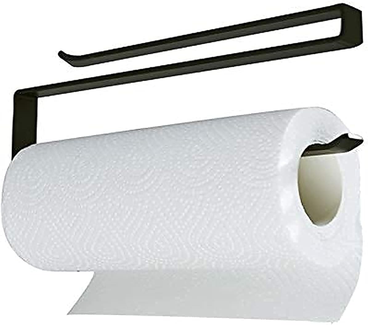 Dime Store Iron Paper Holder Towel Holder Underneath Cabinet Rack Holder Over The Door Kitchen Roll Holder Toilet Paper Roll Holder Over The Cabinet (Set of 1, Black)