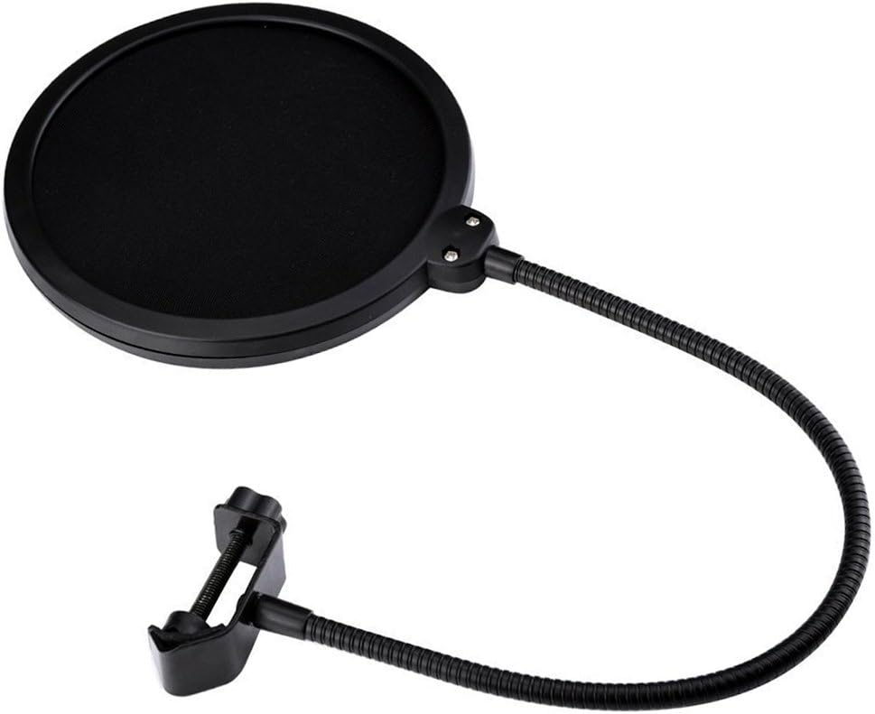 Tencro Microphone Pop Filter Double-Layer Sound Mesh Shield Guard Windscreen with Swivel Mount Flexible Holder for Blue Yeti and Other Recording Studio Mic