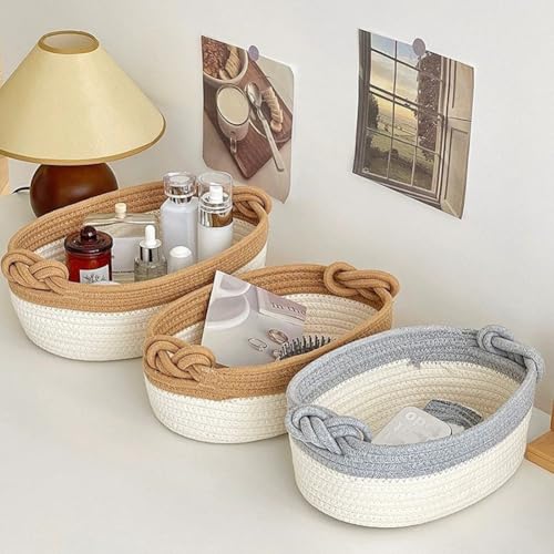 Cestas de cuerda de algodón para organizar estanterías sin rayar muebles 5