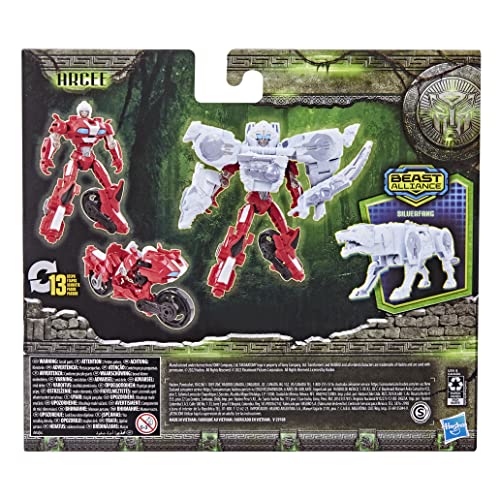 Transformers: Rise of The Beasts, Beast Alliance, Pack de 2 Figurines Beast Combiners Arcee et Silverfang, dès 6 Ans, 12,5 cm