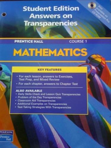 PRENTICE HALL MATHEMATICS/COURSE 1/STUDENT EDITION/ANSWERS ON ...