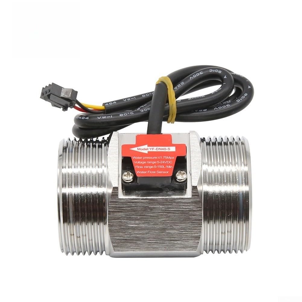 Hall - Misuratore di flusso d'acqua DN40 DN50, 5-150L/min, in acciaio inox, 3,5-24 V CC, per monitoraggio e controllo della linea idrica industriale (3,65 x 3,4 cm)