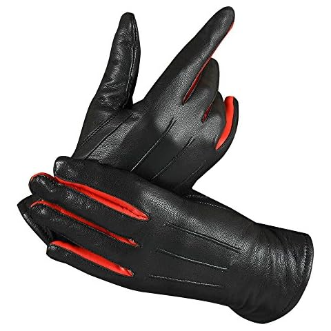 Sparx Sports Women Winter Genuine Leather Dress Gloves Driving Gloves Winter Fashion Gloves Warm Thinsulate Fleece Lining Leather Mittens (Medium) Cover