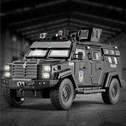 Image of Invite Enterprise 1:24 Scale Ford F550 Modified Police Exclusive Alloy Metal Pull Back DieCast Car Model with Sound & Light Mini Auto Toy for Kids Metal Model Toy Car (Black Color)