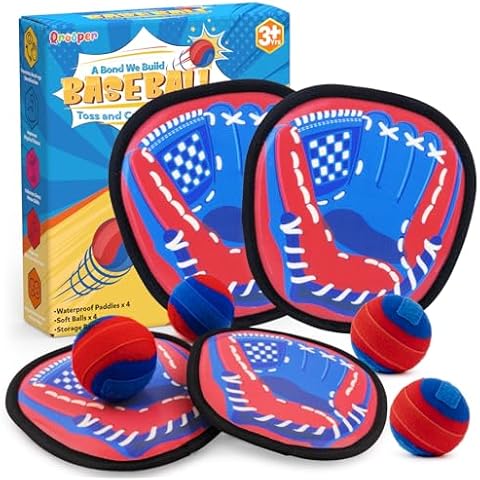 Qrooper Beach Toys Toss and Catch Ball Set Outdoor Games for Kids Toys Ball Catch Kids Baseball Training Yard Pool Games Backyard Outside Toys for 3 4 5 6 7 8 Year Old Kids Stocking Stuffers Cover