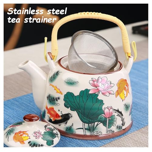 Tetera de cerámica con infusor, tetera japonesa de porcelana esmaltada vintage, diseño elegante para ceremonia de té de Kung Fu
