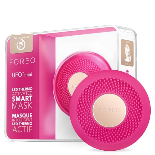 FOREO UFO mini LED Face Mask Light Therapy SkincareTreatment Red Light Therapy for Face Thermotherapy Anti Aging Face Moisturiser Increased Skin Care Absorption Fuchsia