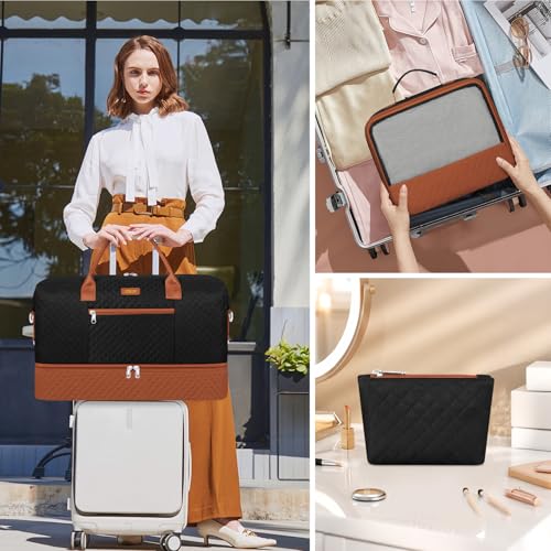 ITIEZY Weekender Bag for Women 21.5 Travel Duffel Large Carry On Bag 3PCS