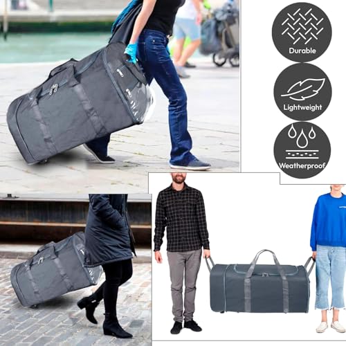 NISUN Nylon 83 Cm Extra Large Travel Duffle Bag, Luggage Bag Covertible Trolley Duffel Storage Bag with 2 Wheels & Pull Handle - (Grey, 83x36cm) 6 519pe3OaLnL