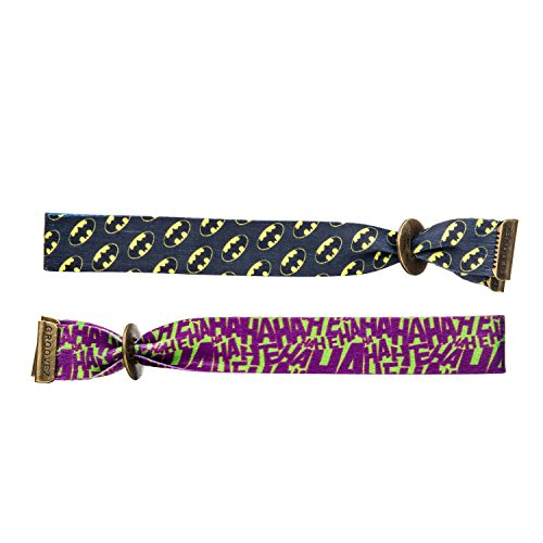 DC Comics Unisex Adult Batman and Joker Adult Groovez Bracelet Set,Yellow Black Purple,Adjustable