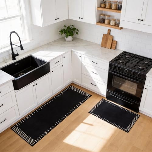 Alfombras absorbentes gruesas de cocina con base antideslizante lavable juego de 4 piezas 6
