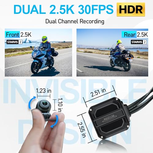 Magellan Motorcycle Dash Cam 2.5K Front and Rear, HDR, GPS, WiFi, IP67 - Image 2