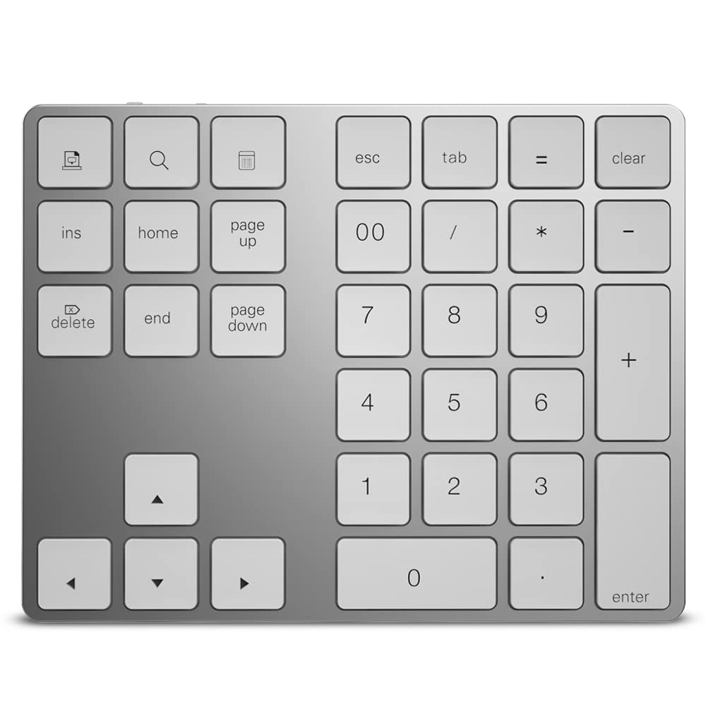 HDWR typerCLAW-BN100 Teclado numérico inalámbrico Bluetooth | Carcasa de aluminio, alcance 10 metros, teclas de membrana, para iOS