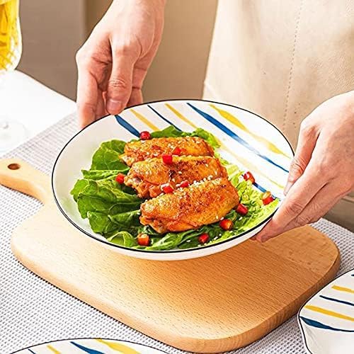 Talerze ceramiczne, zestaw 6 sztuk, okrągłe talerze do makaronu, stek, przystawki, nadają się do kuchenki mikrofalowej i zmywarki, 6 szt. 7 cali