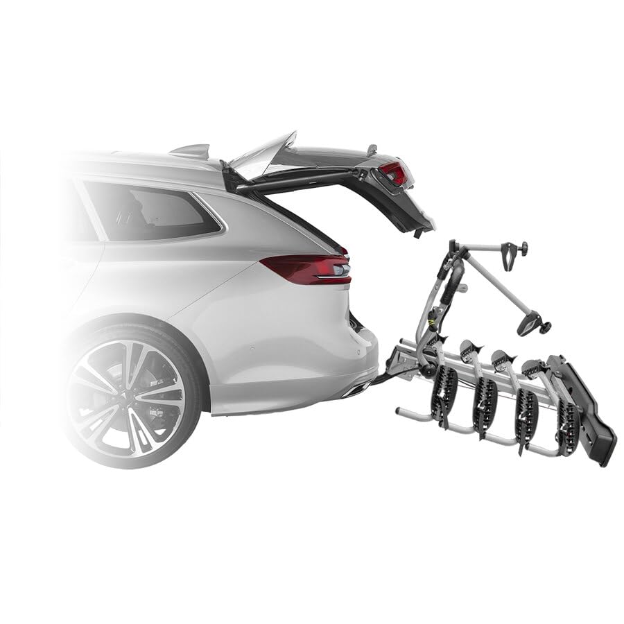BBROS - Portabici Gancio Traino ribaltabile TONALE 4b | Carico 4 Bici fino a 15kg ciascuna | Compatibile Ruote fino a 29", Larghezza 80mm | Inclinabile, Facile Montaggio | Lega di Acciaio