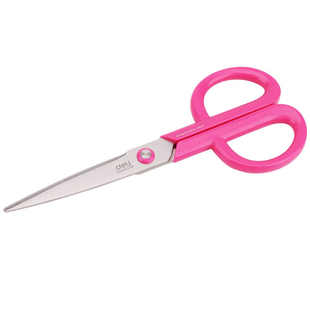 Deli Tijeras de acero inoxidable, 17,78 cm, larga duración, varios colores (verde/rosa/azul)