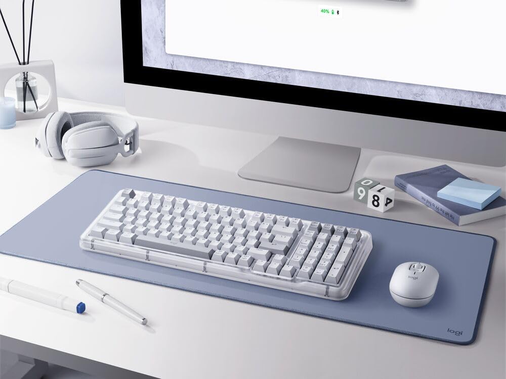 Logitech Alto Keys K98M Wireless Bluetooth Mechanical Keyboard with Vibration Absorbing Gasket, Backlit Keys for PC, Mac, Laptops + POP Mouse, Compact Wireless Bluetooth with Quiet Clicks - Off White