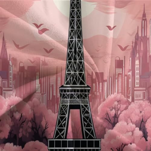 Ropa de cama de microfibra suave que no se deforma con diseño de Torre Eiffel rosa 3D 8