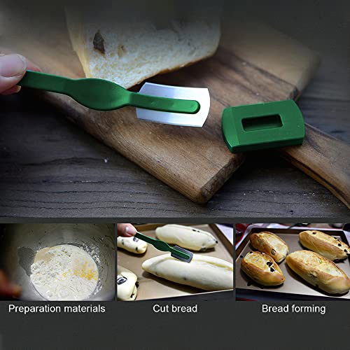 XiXiRan Deegmessen voor brood, 2 stuks, broodmes, gebogen broodmessen, deegreeermes, scheermesjes, baguettemes, deegreesmes, groen, bakkersmes, scheermesset, voor Frans brood - Image 4