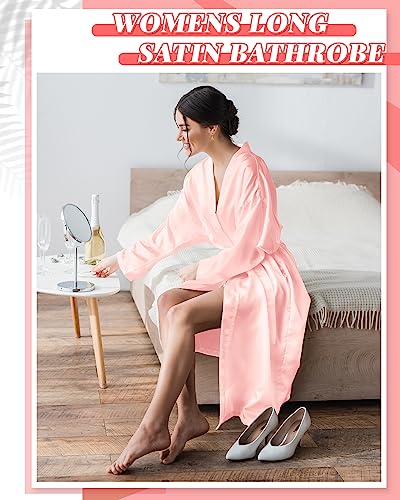 Image of Xtinmee 6 /12 Pcs Women's Long Satin Robes Full Length Sleepwear Silky Bath Robe Kimono Dressing for Wedding Birthday Party