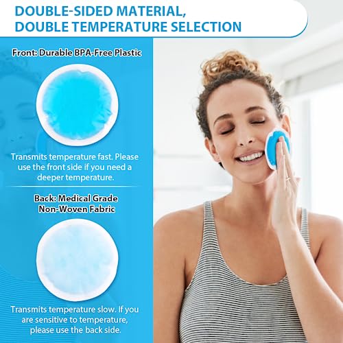 Newgo Small Ice Packs For Injuries Reusable, 6 Pack Gel Cold Packs Round Hot Cold Compress With Cloth Backing & Sleeve For Pain Relief, Wisdom Teeth, Breastfeeding, Tired Eyes, Face, Headaches #TOP2