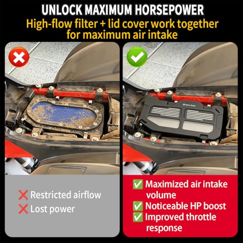 Image of Motoparty Intake Upgrade Kit Engine Air Filter kit & Air Intake Filter Box Lid Cover for Yamaha YFM700 Raptor 2006-2021, YFM700R & YFM700R SE 2013-2021, W /Intake & Holder Adapter