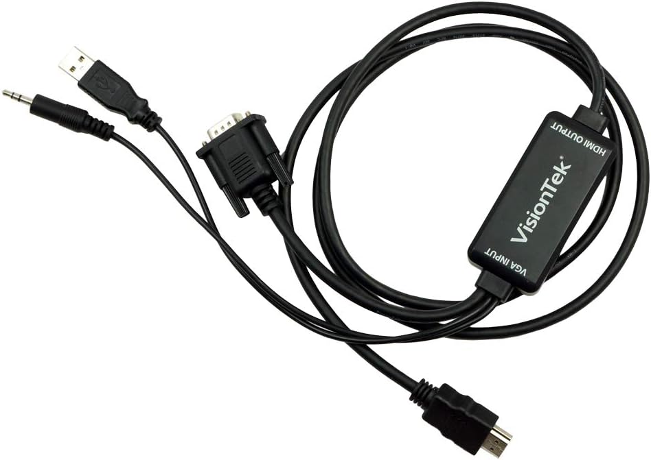 VisionTek VGA to HDMI Active Adapter w/ Audio, 5 Feet, Male to Male, for Computer, Desktop, Laptop, PC, Monitor, Projector, HDTV, and more (900824)